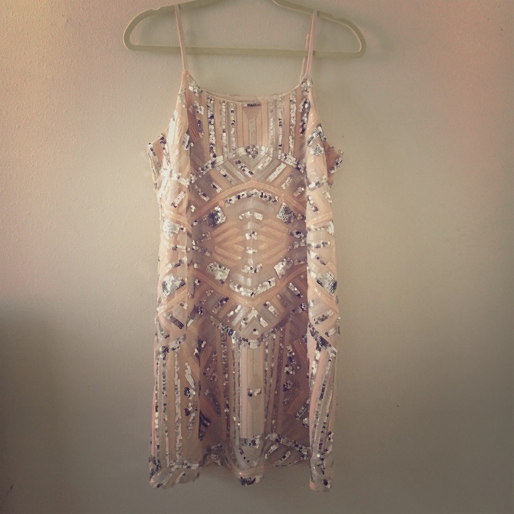Gianni Bini Pink and Silver Embellished Mini Dress